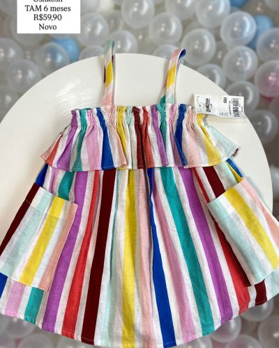 Vestido Listrado Oshkosh Tamanho 6 meses Novo