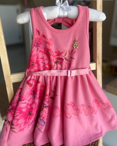 Vestido Rosa Flores Tamanho 1