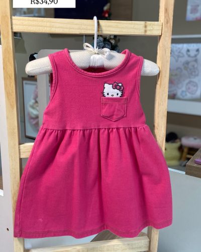 Vestido Rosa Hello Kitty Tamanho 12 18 meses