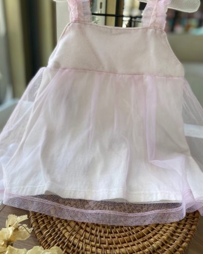 Vestido Tule Rosa Brilhos Tamanho 1-2