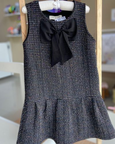Vestido Tweed Preto Tamanho 5 6 Novo