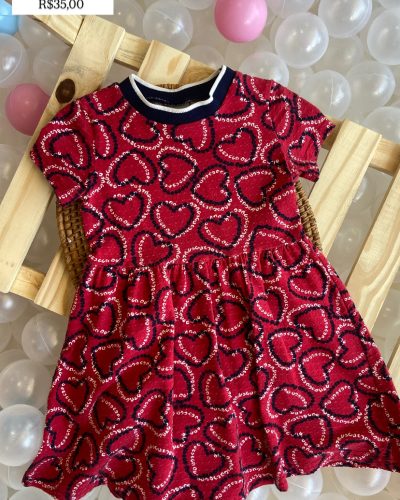 Vestido Vermelho Corações Alakazoo Tamanho 4